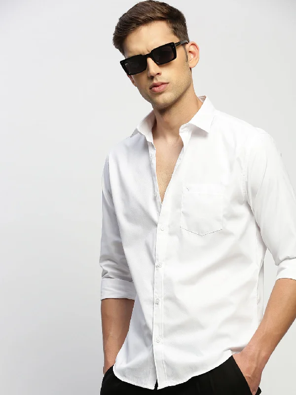 Plus Size Men's Striped Chambray Casual Shirts with a Spread Collar for a Preppy AppearanceMen White Solid Shirt Plus Size Men's Striped Chambray Casual Shirts with a Spread Collar for a Preppy AppearanceMen White Solid Shirt