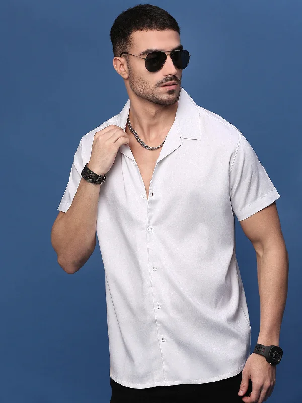 Plus Size Men's Plaid Flannel Casual Shirts in Earth Tones for a Cozy Fall OutfitMen White Solid Cuban Collar Shirt Plus Size Men's Plaid Flannel Casual Shirts in Earth Tones for a Cozy Fall OutfitMen White Solid Cuban Collar Shirt