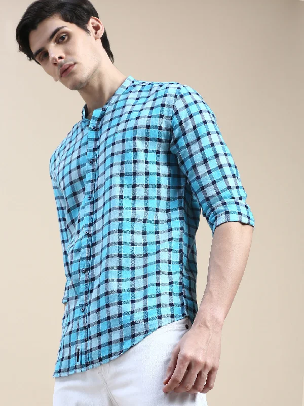 Men's Button - Down Oxford Casual Shirts in Crisp White for a Classic and Versatile StyleMen Blue Checked Casual Shirt Men's Button - Down Oxford Casual Shirts in Crisp White for a Classic and Versatile StyleMen Blue Checked Casual Shirt