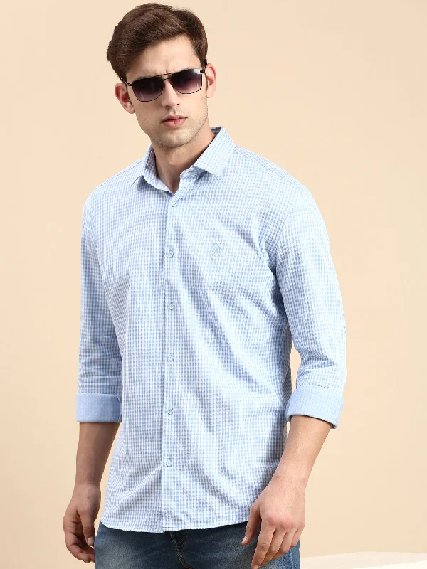 Men's Distressed Denim Casual Shirts with Frayed Edges for a Trendy and Rugged LookMen Blue Checked Casual Shirt Men's Distressed Denim Casual Shirts with Frayed Edges for a Trendy and Rugged LookMen Blue Checked Casual Shirt