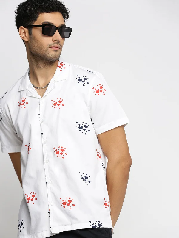 Men's Distressed Denim Casual Shirts with Frayed Edges for a Trendy and Rugged LookMen White Cuban Collar Graphic Shirt Men's Distressed Denim Casual Shirts with Frayed Edges for a Trendy and Rugged LookMen White Cuban Collar Graphic Shirt