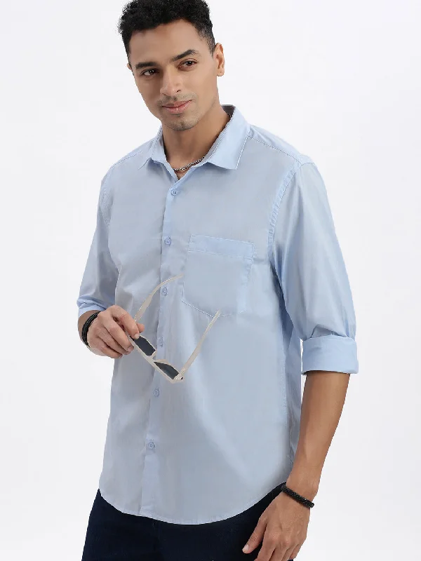 Men's Tailored Fit Checkered Casual Shirts in Multicolor for a Smart - Casual EnsembleMen Blue Solid Slim Fit Shirt Men's Tailored Fit Checkered Casual Shirts in Multicolor for a Smart - Casual EnsembleMen Blue Solid Slim Fit Shirt