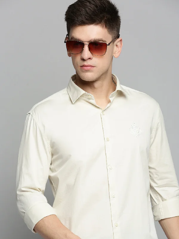 Men's Stretch - Fabric Casual Shirts in Navy Blue for a Comfortable and Flexible FitMen Beige Solid Casual Shirt Men's Stretch - Fabric Casual Shirts in Navy Blue for a Comfortable and Flexible FitMen Beige Solid Casual Shirt