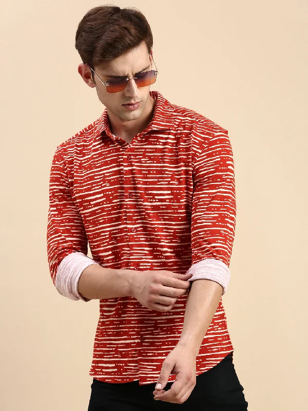 Men's Shearling - Lined Collar Casual Shirts in Brown for a Rustic and Warm AppealMen Rust Printed Casual Shirt Men's Shearling - Lined Collar Casual Shirts in Brown for a Rustic and Warm AppealMen Rust Printed Casual Shirt