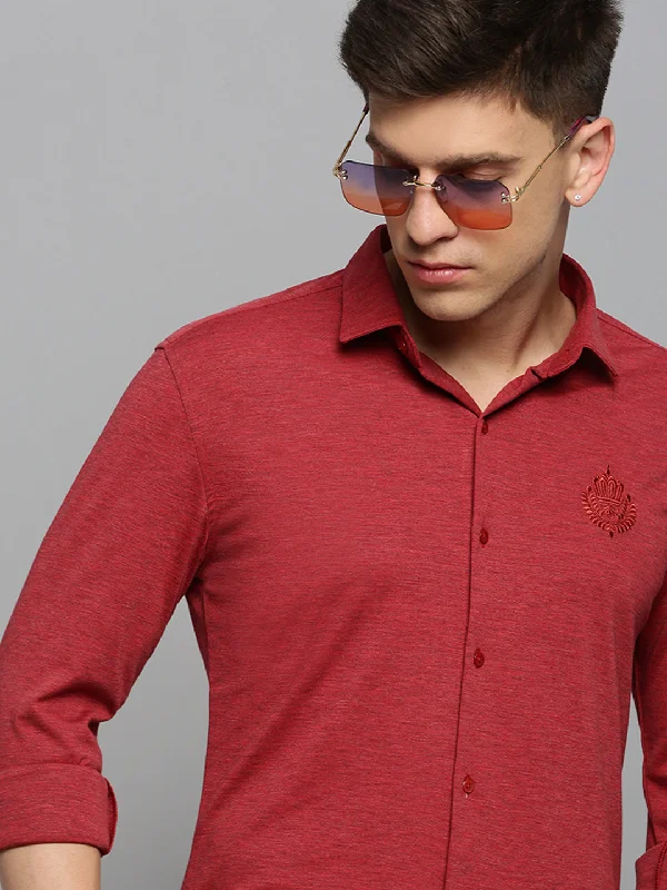 Men's Retro - Style Hawaiian Print Casual Shirts in Bold Patterns for a Tropical VacationMen Red Solid Casual Shirt Men's Retro - Style Hawaiian Print Casual Shirts in Bold Patterns for a Tropical VacationMen Red Solid Casual Shirt