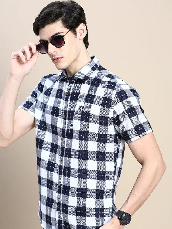 Men's Button - Down Oxford Casual Shirts in Crisp White for a Classic and Versatile StyleMen White Checked Casual Shirt Men's Button - Down Oxford Casual Shirts in Crisp White for a Classic and Versatile StyleMen White Checked Casual Shirt