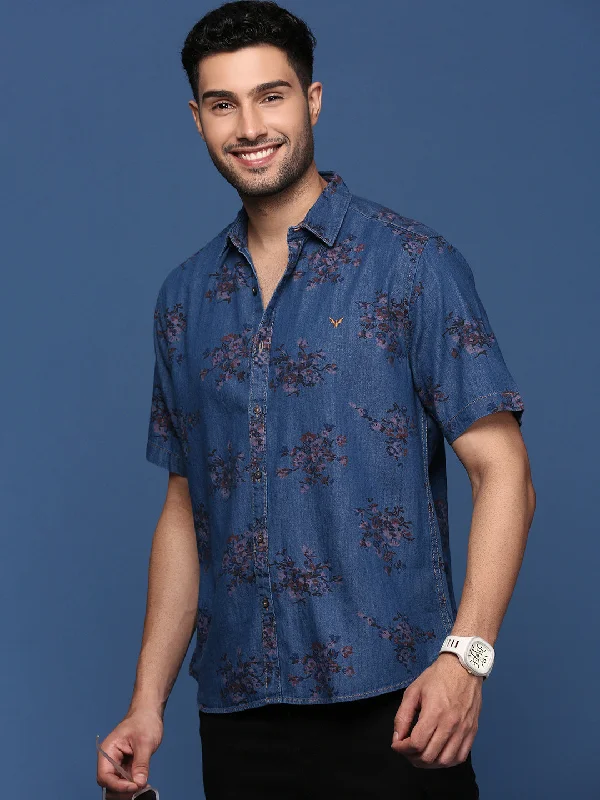 Men's Shearling - Lined Collar Casual Shirts in Brown for a Rustic and Warm AppealMen Floral Blue Slim Fit Shirt Men's Shearling - Lined Collar Casual Shirts in Brown for a Rustic and Warm AppealMen Floral Blue Slim Fit Shirt