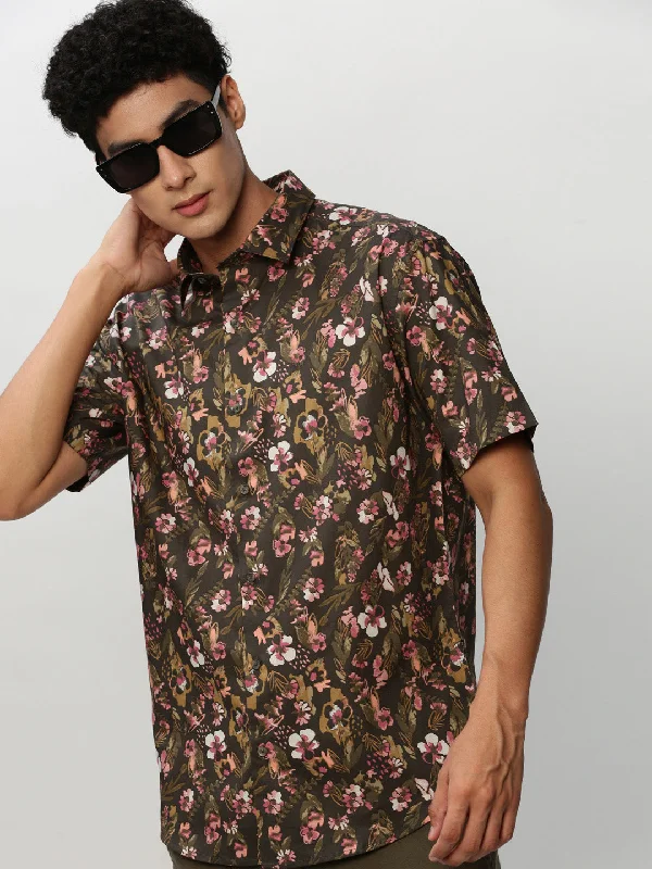 Men's Retro - Style Hawaiian Print Casual Shirts in Bold Patterns for a Tropical VacationMen Green Floral Casual Casual Shirts Men's Retro - Style Hawaiian Print Casual Shirts in Bold Patterns for a Tropical VacationMen Green Floral Casual Casual Shirts