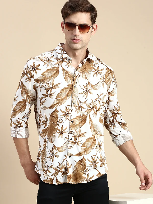 Men's Retro - Style Hawaiian Print Casual Shirts in Bold Patterns for a Tropical VacationMen White Printed Casual Shirt Men's Retro - Style Hawaiian Print Casual Shirts in Bold Patterns for a Tropical VacationMen White Printed Casual Shirt