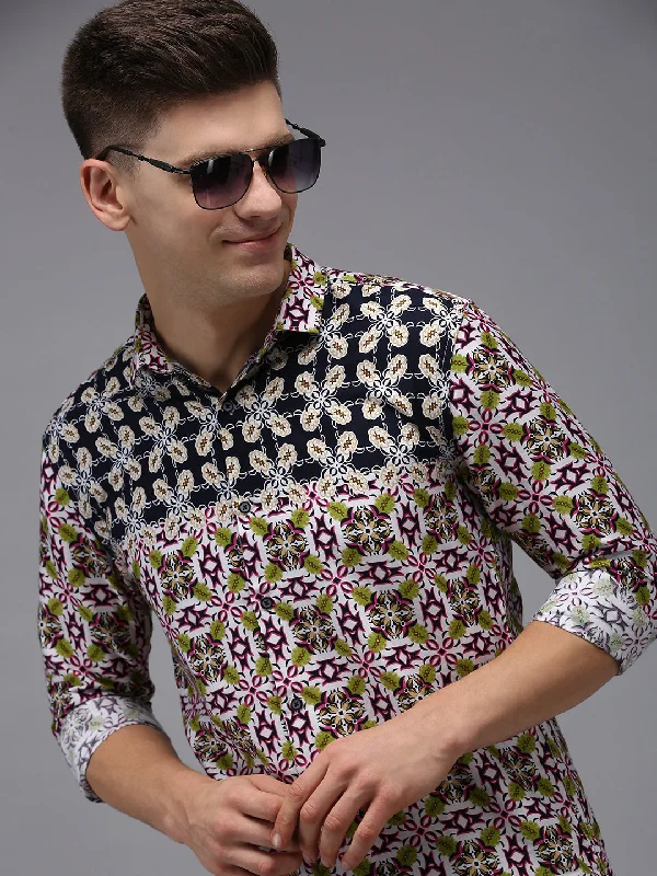 Men's Button - Down Oxford Casual Shirts in Crisp White for a Classic and Versatile StyleMen Blue Printed Casual Shirt Men's Button - Down Oxford Casual Shirts in Crisp White for a Classic and Versatile StyleMen Blue Printed Casual Shirt