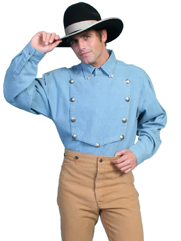 Men's Button - Down Oxford Casual Shirts in Crisp White for a Classic and Versatile StyleScully Rangewear Mens Blue 100% Cotton L/S Big Concho Western Bib Shirt Men's Button - Down Oxford Casual Shirts in Crisp White for a Classic and Versatile StyleScully Rangewear Mens Blue 100% Cotton L/S Big Concho Western Bib Shirt