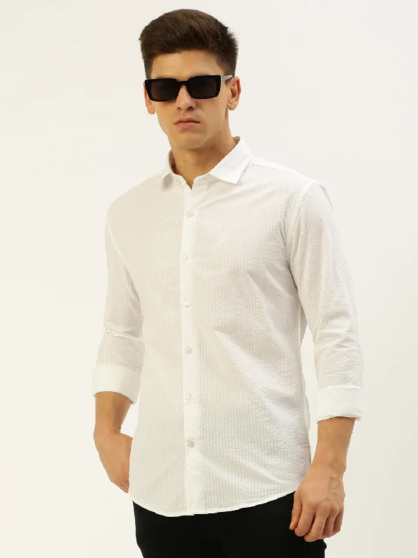 Men's Retro - Style Hawaiian Print Casual Shirts in Bold Patterns for a Tropical VacationMen White Solid Casual Shirt Men's Retro - Style Hawaiian Print Casual Shirts in Bold Patterns for a Tropical VacationMen White Solid Casual Shirt