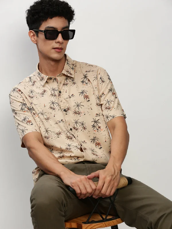 Men's Graphic - Printed Casual Shirts with Pop - Culture References for a Fun and Stylish LookMen Beige Floral Casual Casual Shirts Men's Graphic - Printed Casual Shirts with Pop - Culture References for a Fun and Stylish LookMen Beige Floral Casual Casual Shirts