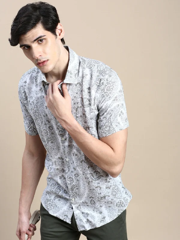 Men's Shearling - Lined Collar Casual Shirts in Brown for a Rustic and Warm AppealMen Cream Floral Casual Shirt Men's Shearling - Lined Collar Casual Shirts in Brown for a Rustic and Warm AppealMen Cream Floral Casual Shirt
