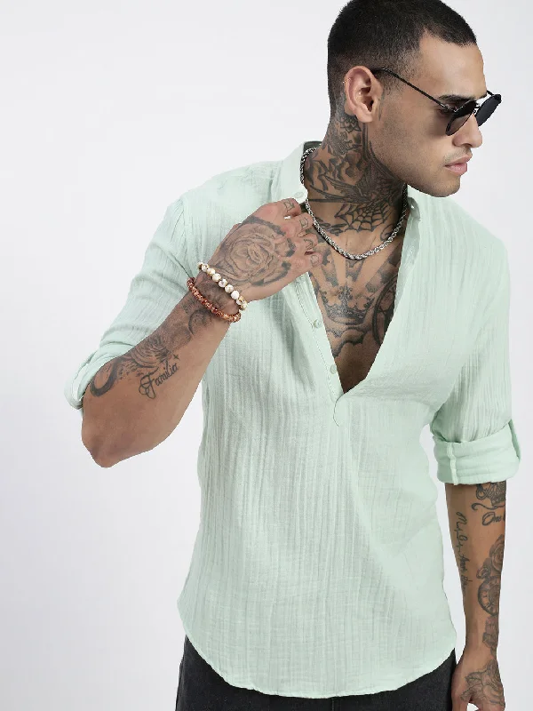Men's Organic Cotton Casual Shirts with a Soft Handfeel for Everyday ComfortMen Green Solid Shirt Men's Organic Cotton Casual Shirts with a Soft Handfeel for Everyday ComfortMen Green Solid Shirt