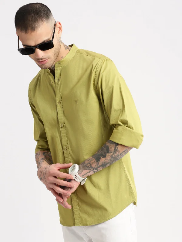 Plus Size Men's Plaid Flannel Casual Shirts in Earth Tones for a Cozy Fall OutfitMen Mandarin Collar Solid Olive Casual Shirt Plus Size Men's Plaid Flannel Casual Shirts in Earth Tones for a Cozy Fall OutfitMen Mandarin Collar Solid Olive Casual Shirt