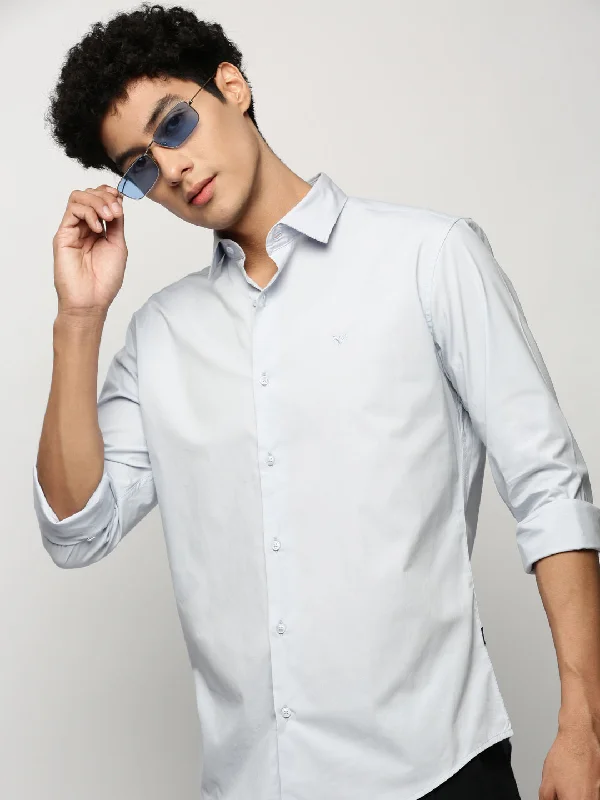 Plus Size Men's Striped Chambray Casual Shirts with a Spread Collar for a Preppy AppearanceMen Blue Solid Shirt Plus Size Men's Striped Chambray Casual Shirts with a Spread Collar for a Preppy AppearanceMen Blue Solid Shirt