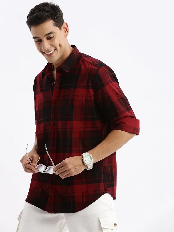 Men's Slim - Fit Printed Floral Casual Shirts in Pastel Colors for a Spring - Inspired VibeMen Spread Collar Checked Slim Fit Maroon Shirt Men's Slim - Fit Printed Floral Casual Shirts in Pastel Colors for a Spring - Inspired VibeMen Spread Collar Checked Slim Fit Maroon Shirt