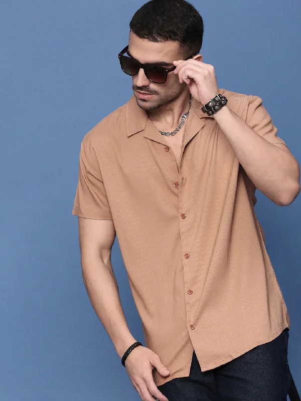Men's Long - Line Oversized Casual Shirts in Dark Gray for a Relaxed and Modern LookMen Orange Cuban Collar Shirt Men's Long - Line Oversized Casual Shirts in Dark Gray for a Relaxed and Modern LookMen Orange Cuban Collar Shirt