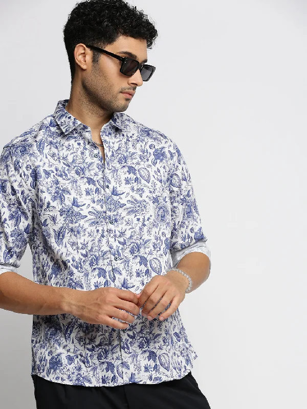 Men's Distressed Denim Casual Shirts with Frayed Edges for a Trendy and Rugged LookMen Blue Spread Collar Floral Shirt Men's Distressed Denim Casual Shirts with Frayed Edges for a Trendy and Rugged LookMen Blue Spread Collar Floral Shirt