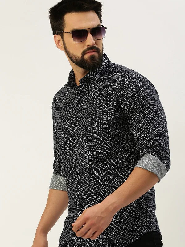 Men's Organic Cotton Casual Shirts with a Soft Handfeel for Everyday ComfortMen Navy Printed Casual Shirt Men's Organic Cotton Casual Shirts with a Soft Handfeel for Everyday ComfortMen Navy Printed Casual Shirt