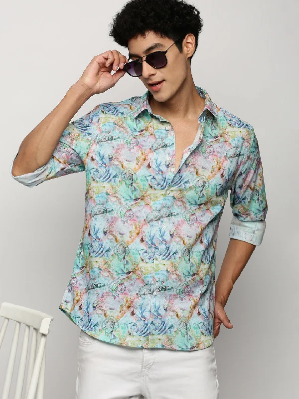 Men's Tailored Fit Checkered Casual Shirts in Multicolor for a Smart - Casual EnsembleMen Multi Printed Shirt Men's Tailored Fit Checkered Casual Shirts in Multicolor for a Smart - Casual EnsembleMen Multi Printed Shirt