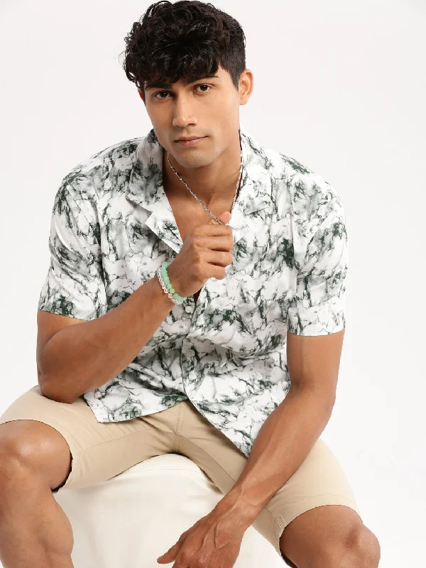 Plus Size Men's Striped Chambray Casual Shirts with a Spread Collar for a Preppy AppearanceMen White Cuban Collar Abstract Shirt Plus Size Men's Striped Chambray Casual Shirts with a Spread Collar for a Preppy AppearanceMen White Cuban Collar Abstract Shirt