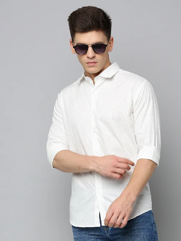 Men's Organic Cotton Casual Shirts with a Soft Handfeel for Everyday ComfortMen White Printed Casual Shirt Men's Organic Cotton Casual Shirts with a Soft Handfeel for Everyday ComfortMen White Printed Casual Shirt