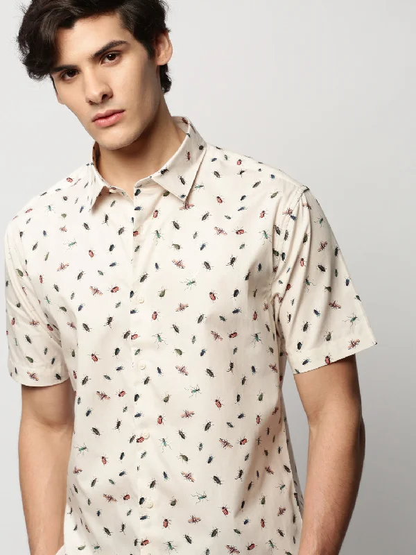 Men's Tailored Fit Checkered Casual Shirts in Multicolor for a Smart - Casual EnsembleMen Cream Printed Casual Casual Shirts Men's Tailored Fit Checkered Casual Shirts in Multicolor for a Smart - Casual EnsembleMen Cream Printed Casual Casual Shirts