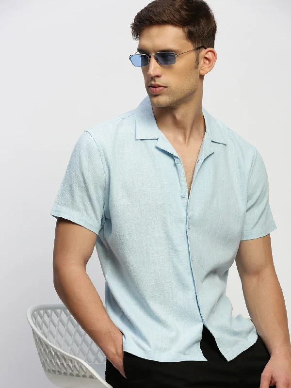 Men's Thermal - Lined Casual Shirts in Black for Added Warmth in Cold WeatherMen Blue Solid Shirt Men's Thermal - Lined Casual Shirts in Black for Added Warmth in Cold WeatherMen Blue Solid Shirt