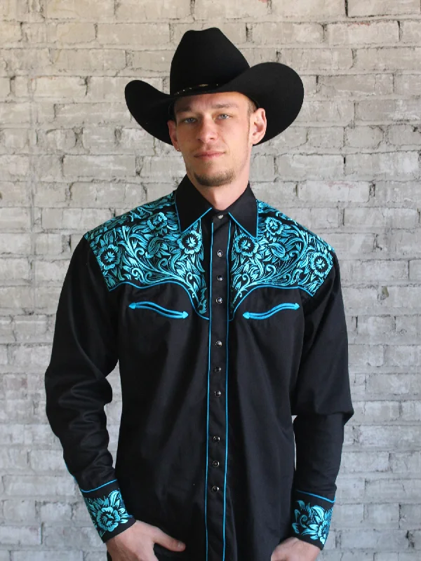 Plus Size Men's Plaid Flannel Casual Shirts in Earth Tones for a Cozy Fall OutfitRockmount Mens Black/Turquoise 100% Cotton Vintage Tooling Western L/S Shirt Plus Size Men's Plaid Flannel Casual Shirts in Earth Tones for a Cozy Fall OutfitRockmount Mens Black/Turquoise 100% Cotton Vintage Tooling Western L/S Shirt