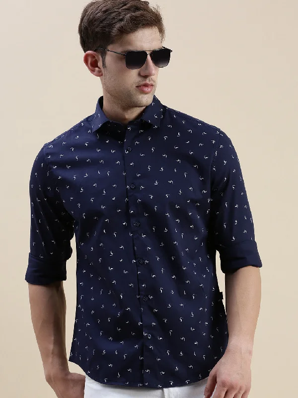Men's Tailored Fit Checkered Casual Shirts in Multicolor for a Smart - Casual EnsembleMen Navy Graphics Casual Shirt Men's Tailored Fit Checkered Casual Shirts in Multicolor for a Smart - Casual EnsembleMen Navy Graphics Casual Shirt