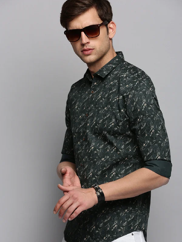 Men's Short - Sleeve Linen Casual Shirts in Light Khaki for a Breathable Summer OptionMen Green Printed Casual Shirt Men's Short - Sleeve Linen Casual Shirts in Light Khaki for a Breathable Summer OptionMen Green Printed Casual Shirt