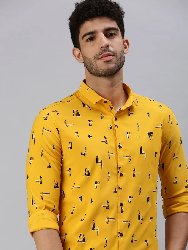 Men's Long - Line Oversized Casual Shirts in Dark Gray for a Relaxed and Modern LookMen Mustard Printed Casual Shirt Men's Long - Line Oversized Casual Shirts in Dark Gray for a Relaxed and Modern LookMen Mustard Printed Casual Shirt