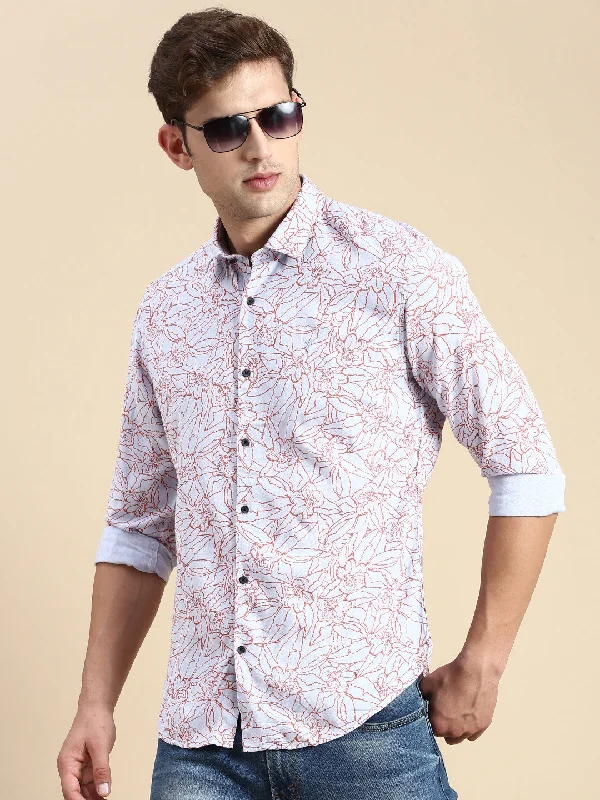 Men's Organic Cotton Casual Shirts with a Soft Handfeel for Everyday ComfortMen Grey Printed Casual Shirt Men's Organic Cotton Casual Shirts with a Soft Handfeel for Everyday ComfortMen Grey Printed Casual Shirt