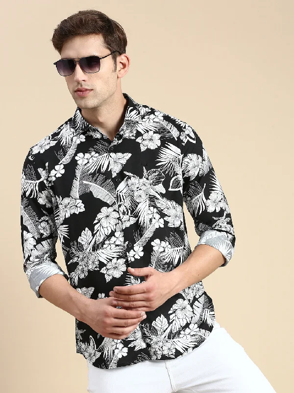 Men's Organic Cotton Casual Shirts with a Soft Handfeel for Everyday ComfortMen Black Printed Casual Shirt Men's Organic Cotton Casual Shirts with a Soft Handfeel for Everyday ComfortMen Black Printed Casual Shirt