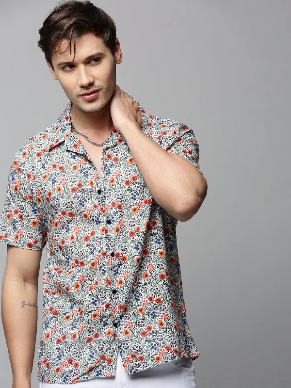 Men's Stretch - Fabric Casual Shirts in Navy Blue for a Comfortable and Flexible FitMen Multi Printed Casual Shirt Men's Stretch - Fabric Casual Shirts in Navy Blue for a Comfortable and Flexible FitMen Multi Printed Casual Shirt