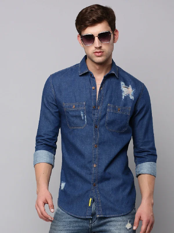 Men's Embroidered Detail Casual Shirts in Beige for a Touch of EleganceMen Navy Solid Casual Shirt Men's Embroidered Detail Casual Shirts in Beige for a Touch of EleganceMen Navy Solid Casual Shirt