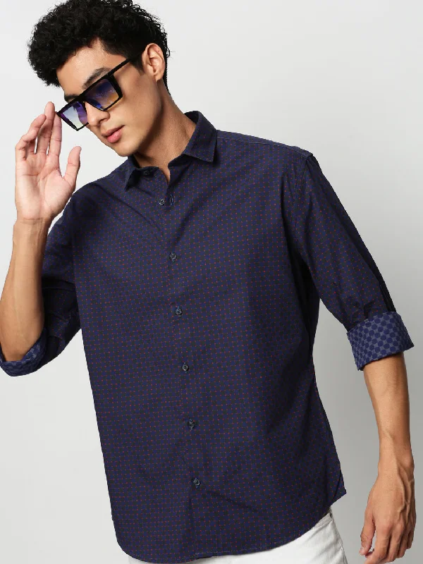 Men's Long - Line Oversized Casual Shirts in Dark Gray for a Relaxed and Modern LookMen Navy Geometrical Casual Casual Shirts Men's Long - Line Oversized Casual Shirts in Dark Gray for a Relaxed and Modern LookMen Navy Geometrical Casual Casual Shirts