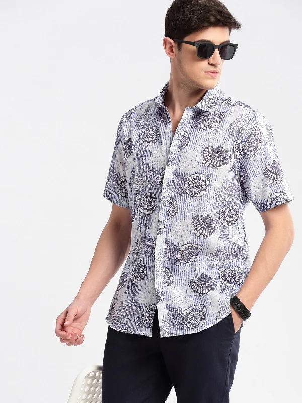 Men's Thermal - Lined Casual Shirts in Black for Added Warmth in Cold WeatherMen Spread Collar Abstract Blue Casual Shirt Men's Thermal - Lined Casual Shirts in Black for Added Warmth in Cold WeatherMen Spread Collar Abstract Blue Casual Shirt