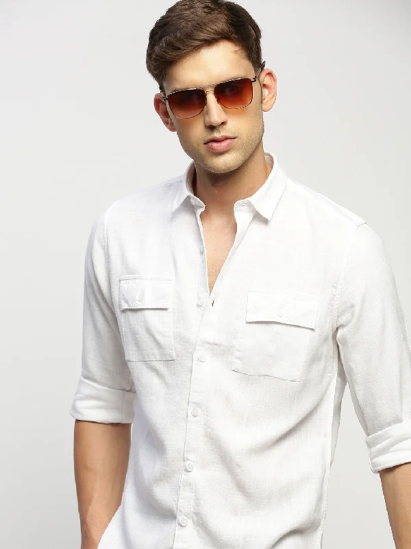 Men's Sustainable Recycled Material Casual Shirts for Eco - Conscious ConsumersMen White Solid Shirt Men's Sustainable Recycled Material Casual Shirts for Eco - Conscious ConsumersMen White Solid Shirt