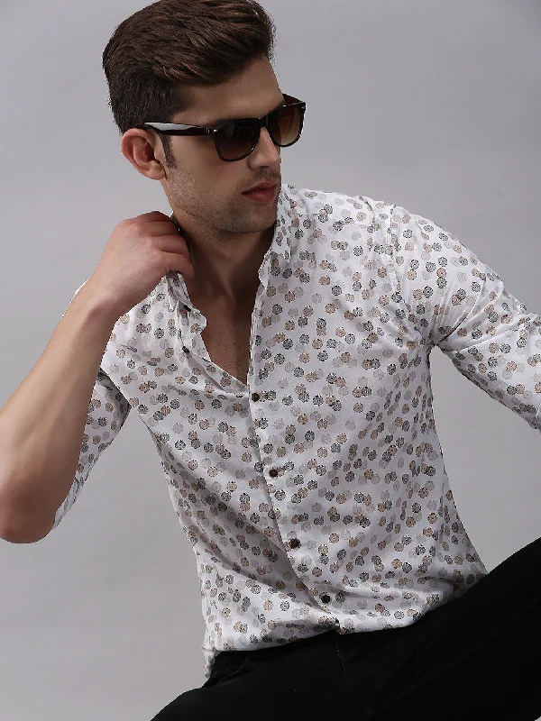 Men's Retro - Style Hawaiian Print Casual Shirts in Bold Patterns for a Tropical VacationMen White Printed Casual Shirt Men's Retro - Style Hawaiian Print Casual Shirts in Bold Patterns for a Tropical VacationMen White Printed Casual Shirt