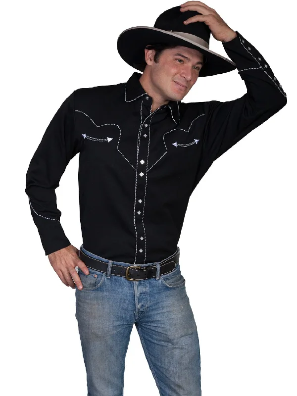 Men's Button - Down Oxford Casual Shirts in Crisp White for a Classic and Versatile StyleScully Western Mens Black Polyester L/S Candy Cane Big Western Shirt Men's Button - Down Oxford Casual Shirts in Crisp White for a Classic and Versatile StyleScully Western Mens Black Polyester L/S Candy Cane Big Western Shirt