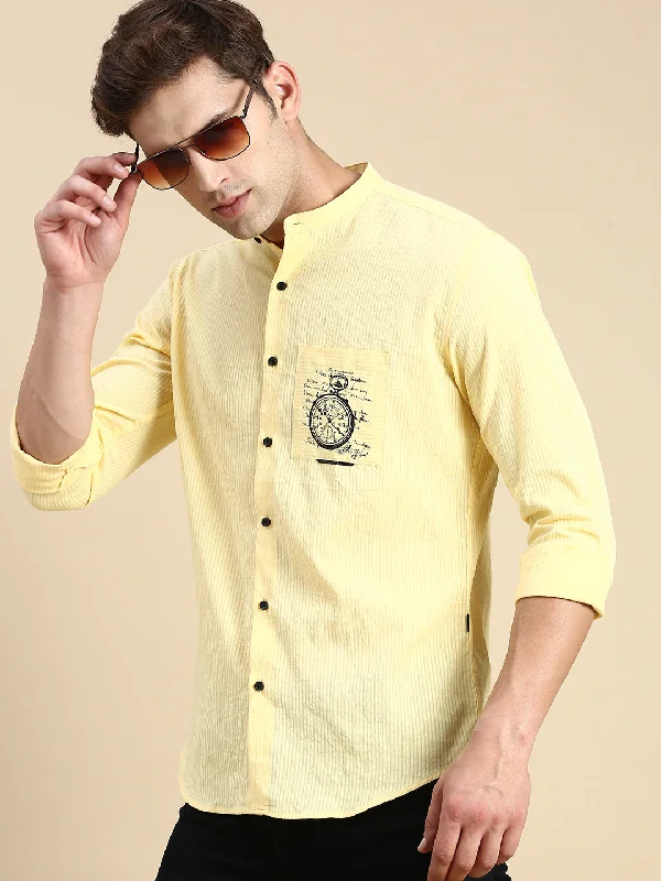 Men's Shearling - Lined Collar Casual Shirts in Brown for a Rustic and Warm AppealMen Yellow Solid Casual Shirt Men's Shearling - Lined Collar Casual Shirts in Brown for a Rustic and Warm AppealMen Yellow Solid Casual Shirt