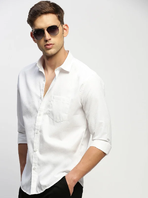 Men's Graphic - Printed Casual Shirts with Pop - Culture References for a Fun and Stylish LookMen White Solid Shirt Men's Graphic - Printed Casual Shirts with Pop - Culture References for a Fun and Stylish LookMen White Solid Shirt