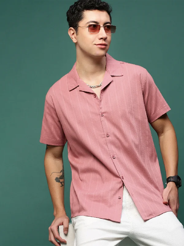 Plus Size Men's Plaid Flannel Casual Shirts in Earth Tones for a Cozy Fall OutfitMen Mauve Solid Cuban Collar Shirt Plus Size Men's Plaid Flannel Casual Shirts in Earth Tones for a Cozy Fall OutfitMen Mauve Solid Cuban Collar Shirt