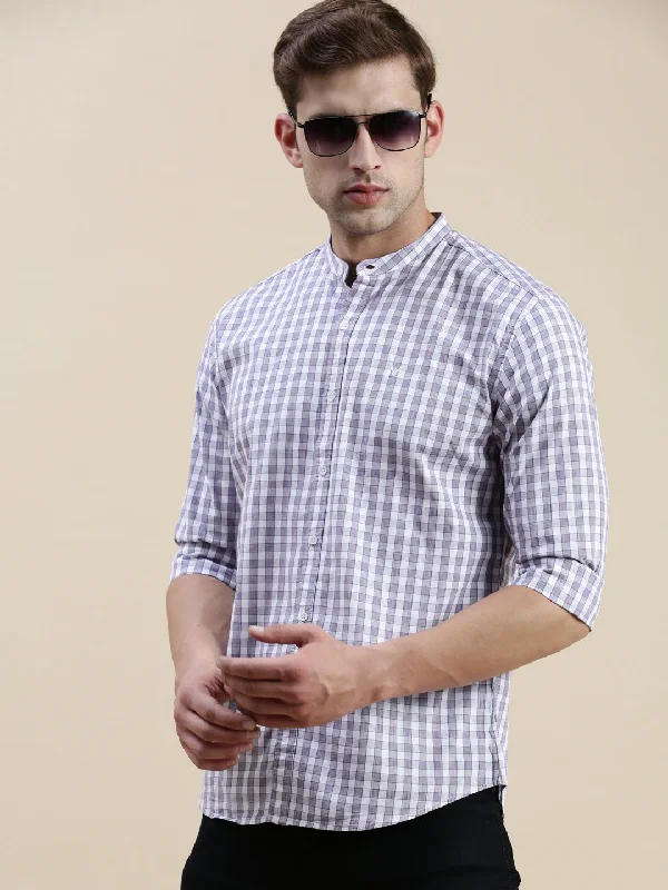 Men's Sustainable Recycled Material Casual Shirts for Eco - Conscious ConsumersMen Purple Checked Casual Shirt Men's Sustainable Recycled Material Casual Shirts for Eco - Conscious ConsumersMen Purple Checked Casual Shirt
