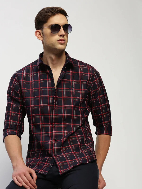Men's Button - Down Oxford Casual Shirts in Crisp White for a Classic and Versatile StyleMen Navy Checked Shirt Men's Button - Down Oxford Casual Shirts in Crisp White for a Classic and Versatile StyleMen Navy Checked Shirt