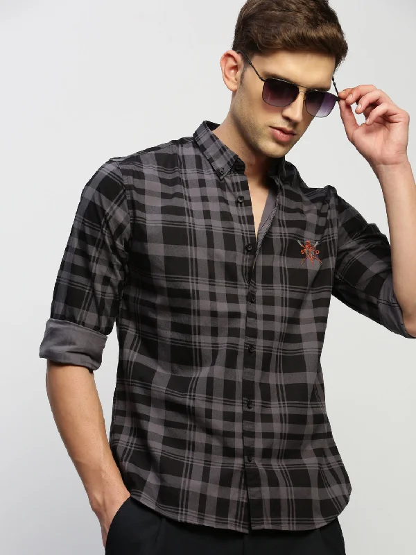 Men's Sustainable Recycled Material Casual Shirts for Eco - Conscious ConsumersMen Grey Checked Shirt Men's Sustainable Recycled Material Casual Shirts for Eco - Conscious ConsumersMen Grey Checked Shirt
