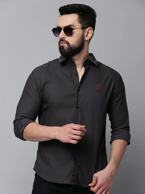 Men's Slim - Fit Printed Floral Casual Shirts in Pastel Colors for a Spring - Inspired VibeMen Grey Solid Casual Shirt Men's Slim - Fit Printed Floral Casual Shirts in Pastel Colors for a Spring - Inspired VibeMen Grey Solid Casual Shirt